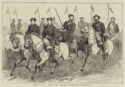De burgeroorlog in Spanje, Carlistische cavalerie door Alfred Chantrey Corbould